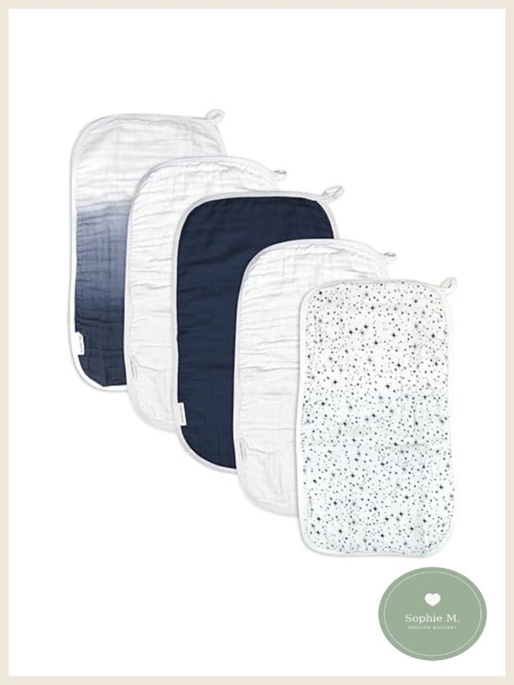 5-Pack Organic Cotton Burp Cloths Washcloths Set
